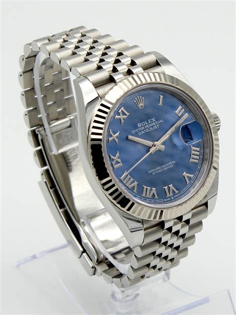 rolex datejust stainless steel blue roman numeral replica|rolex datejust 41mm roman numeral.